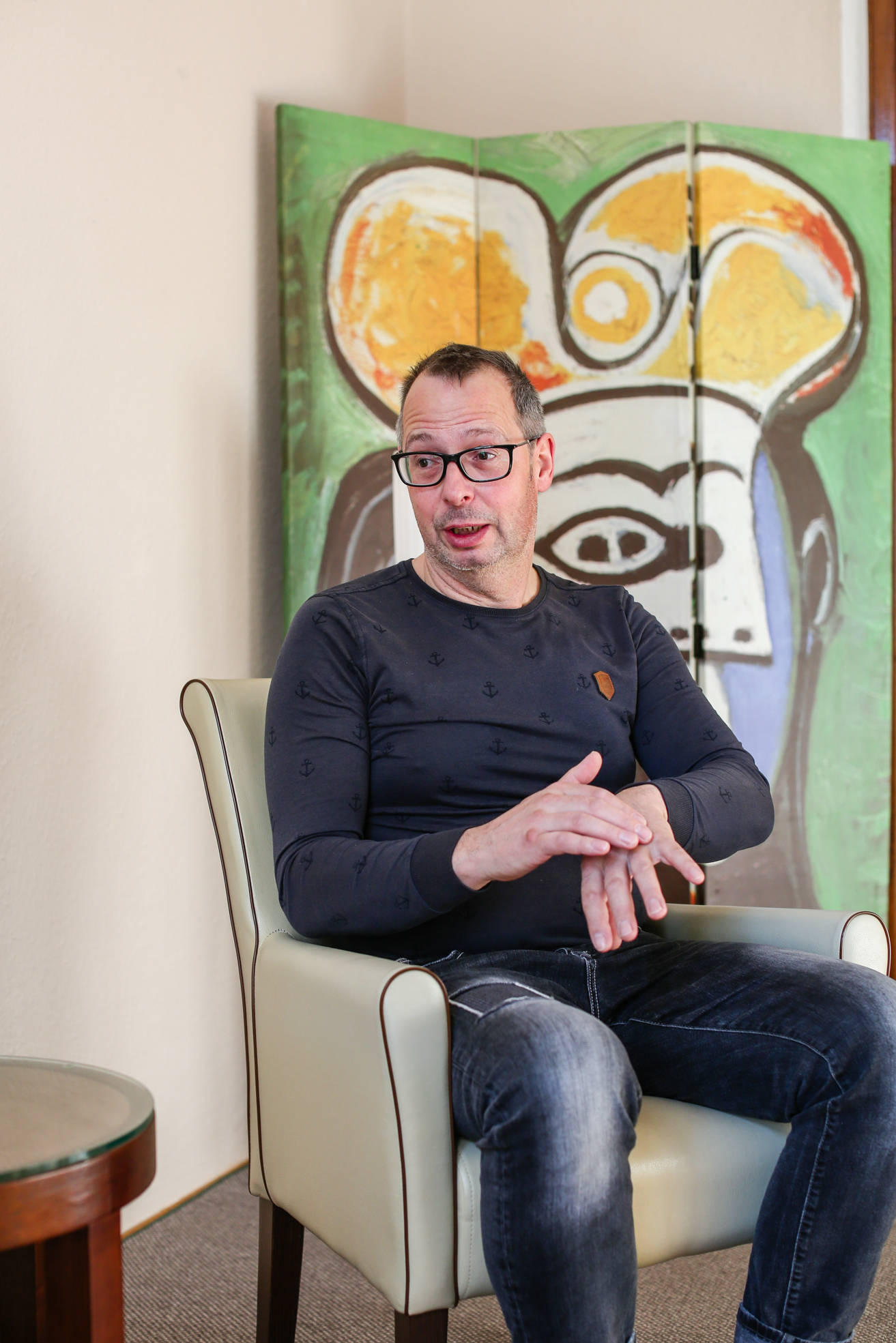 Matthias L&uuml;hrs beim Klopfen